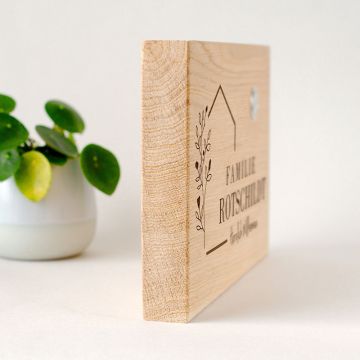 Türklingelplatte modern aus Holz mit Gravur